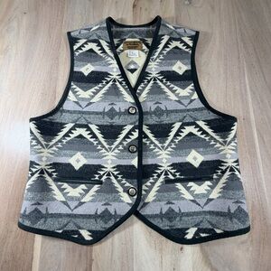 Vintage Pendleton Gray Geo Wool Western Vest Size Medium